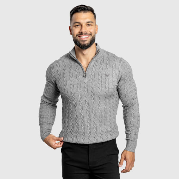 Pánský svetr Iron Aesthetics Cable Knit šedý