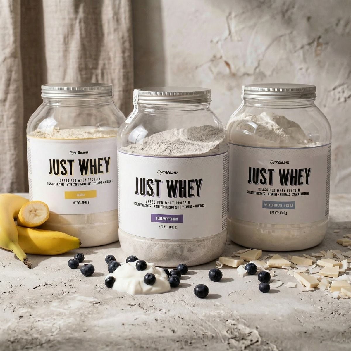 Syrovátkový protein GymBeam JUST WHEY + top příchutě